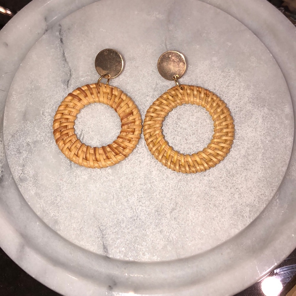 5/$25 Gold & Rattan Round Earrings